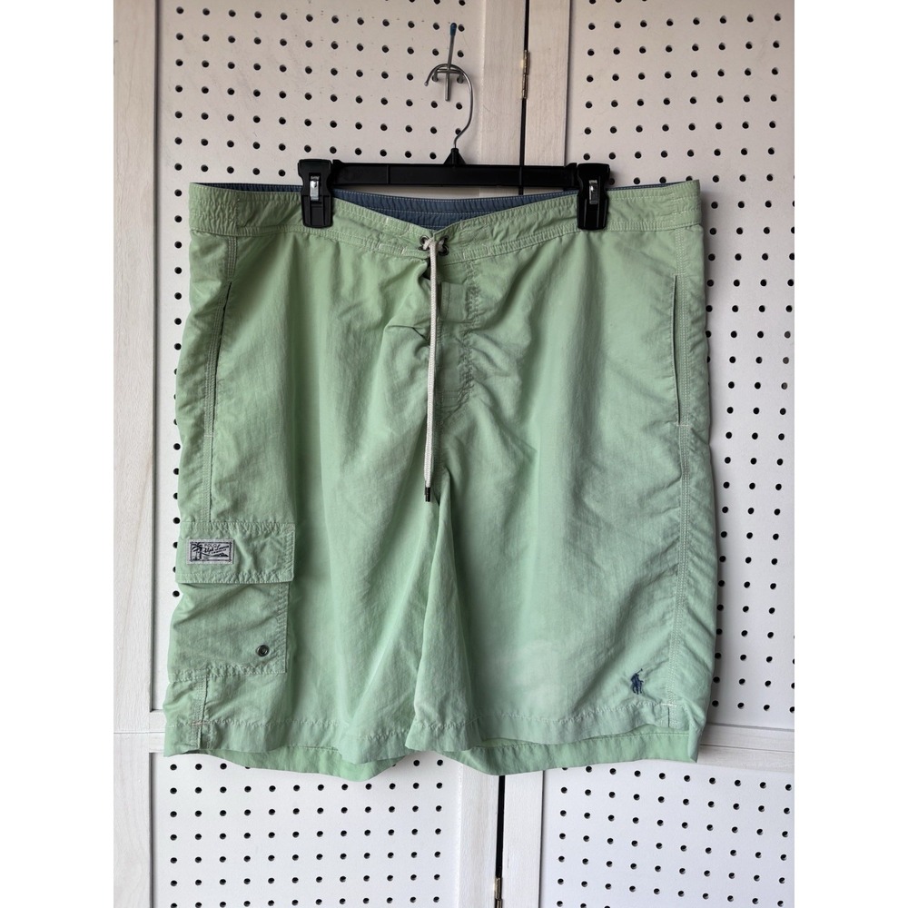 Polo Ralph Lauren Men's XL Green Nylon Mesh Lined Swim Trunks Bottoms